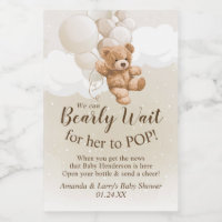 Teddy Bear with Balloons Mini Wine Label