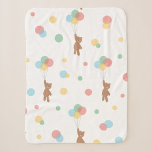 Teddy Bear with Balloons Sherpa Blanket
