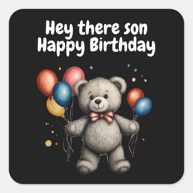 Teddy bear with balloons  square sticker (Front)