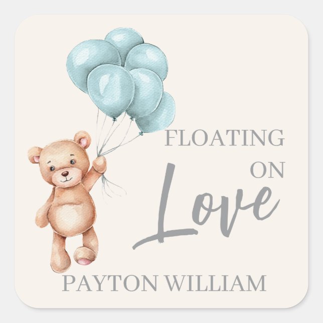 Teddy Bear with Balloons Square Sticker (Front)