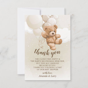 Teddy Bear with Balloons Thank You Card