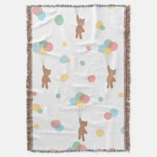 Teddy Bear with Balloons Throw Blanket
