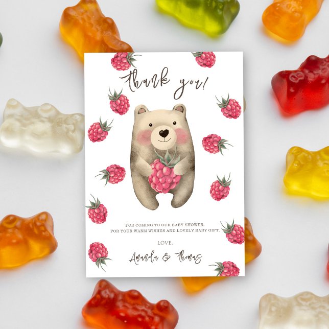 Teddy bear with berries - thank you card (Creator Uploaded)