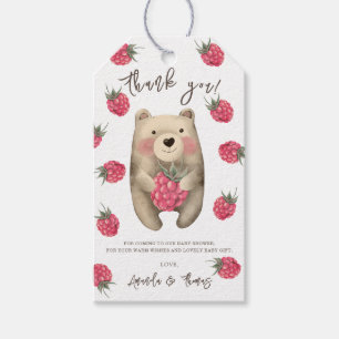 Teddy bear with berries - thank you gift tags