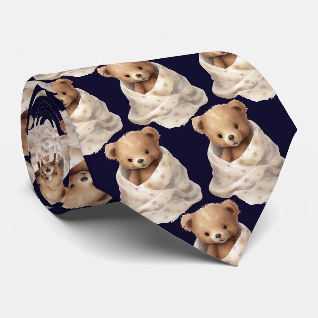 Teddy Bear with Blankie Neck Tie (Rolled)