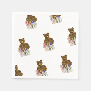 Teddy Bear with Blocks Napkin