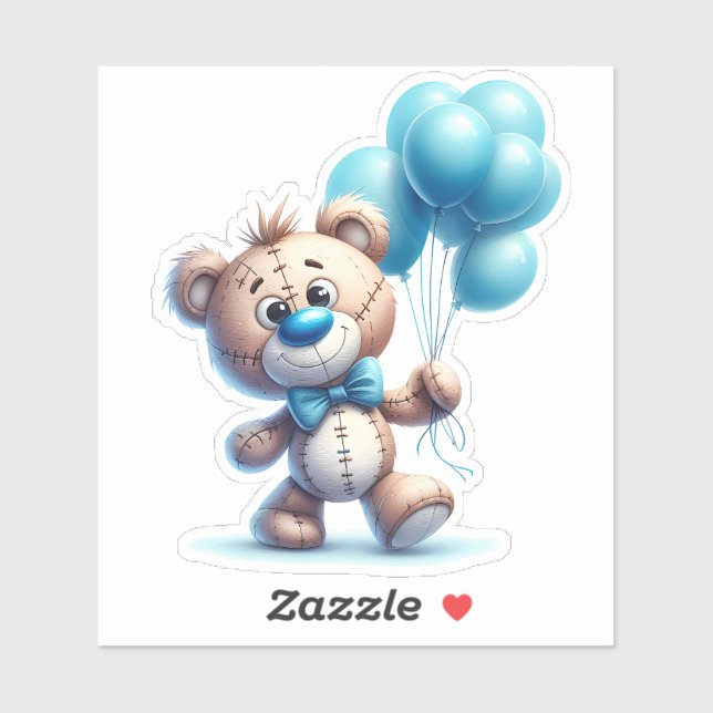 Teddy bear with blue balloons (Sheet)