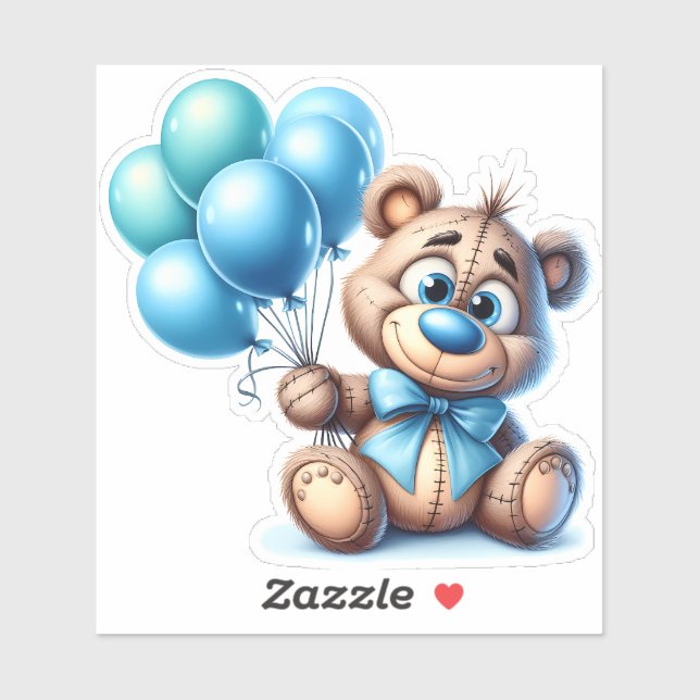 Teddy Bear with Blue Balloons Baby Shower (Sheet)