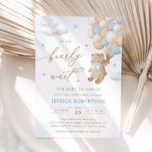 Teddy Bear with Blue Balloons Baby Shower