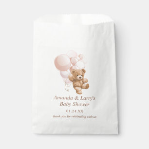 Teddy Bear with Blush Pink Balloons Favour Bags