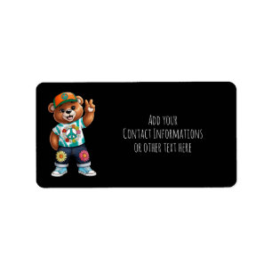 Teddy Bear with casual peaceful outfit 1 Label