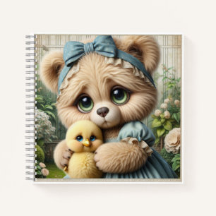 Teddy Bear with Chick, by Natasha Us   Notebook