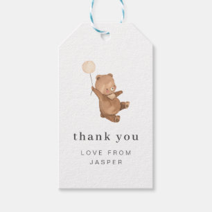 Teddy Bear with Cream Balloon Gift Tag