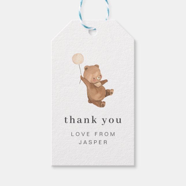Teddy Bear with Cream Balloon Gift Tag (Front)