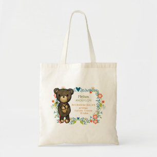 Teddy Bear with Decorative Flowers Baby Birth Tote Bag