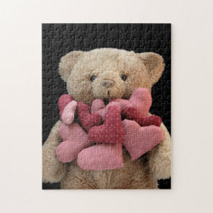 Teddy bear with fabric hearts jigsaw puzzle