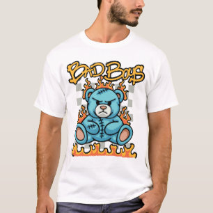 Teddy Bear with Flames streetwear T-Shirt