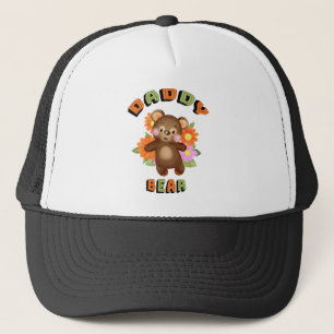 Teddy bear with flowers trucker hat