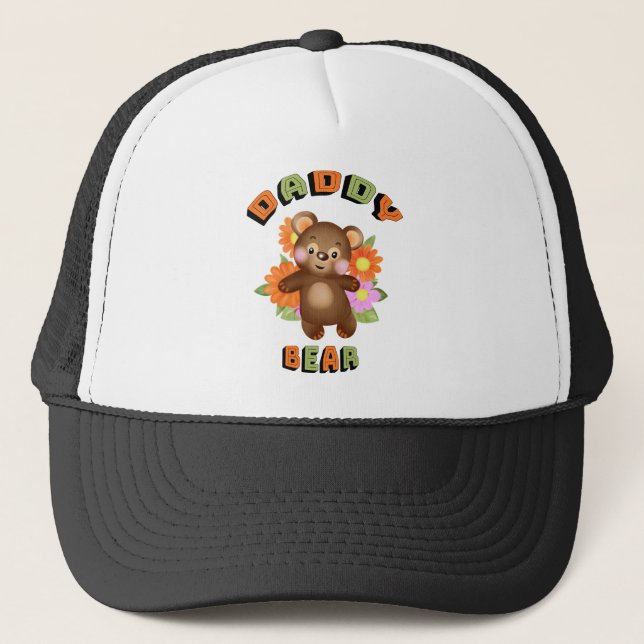 Teddy bear with flowers trucker hat (Front)