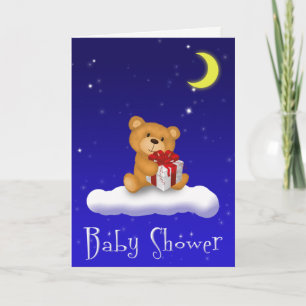 Teddy Bear with Gift - Baby Shower Greeting Card