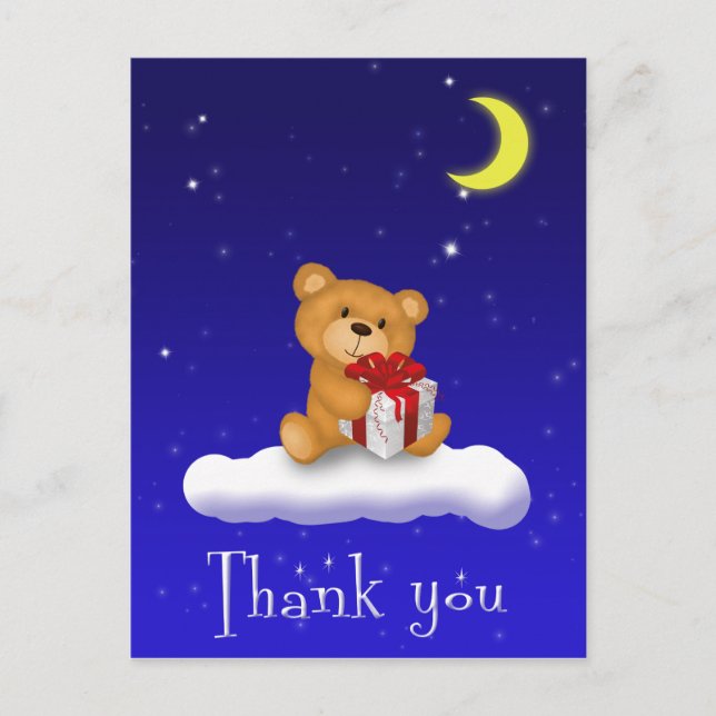 Teddy Bear with Gift Baby Shower Thank you Card (Front)