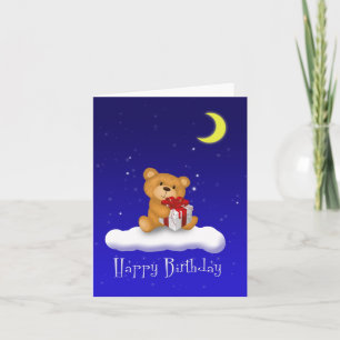 Teddy Bear with gift - Happy Birthday Card