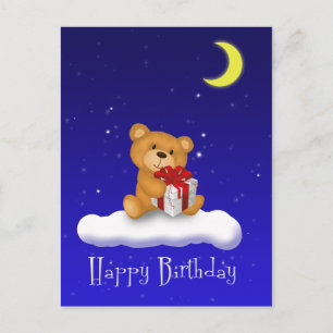 Teddy Bear with gift - Happy Birthday Postcard