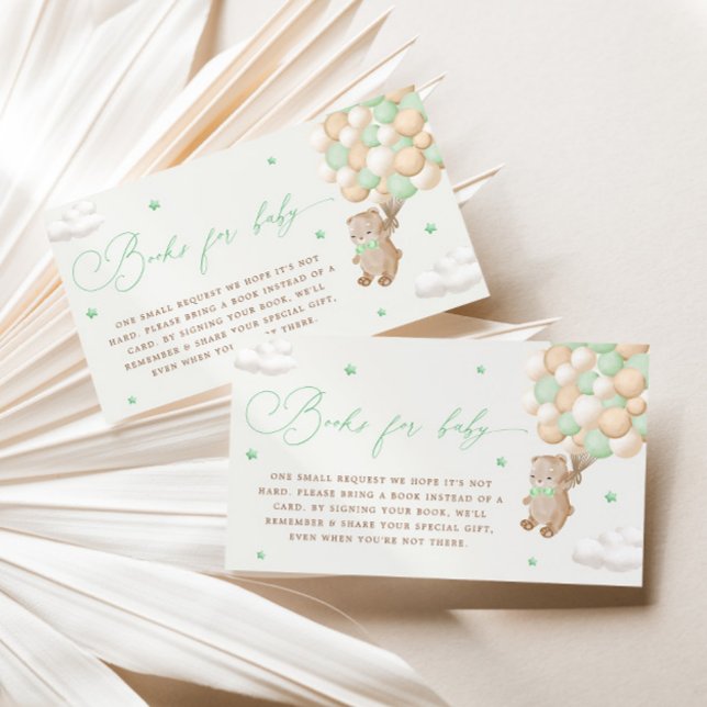 Teddy Bear with Green Balloons Book Request Enclosure Card (Creator Uploaded)