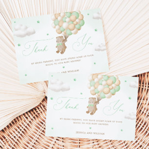 Teddy Bear with Green Balloons Thank you Card