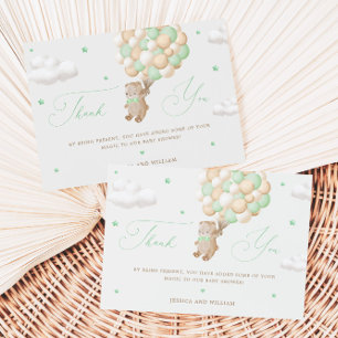 Teddy Bear with Green Balloons Thank you Card