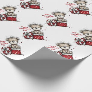 Teddy Bear with Heart Gift and Polka Dot Box Wrapping Paper