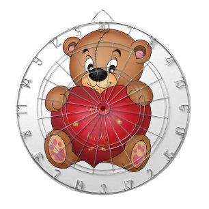 Teddy Bear with Heart Saying Hello Lovely Dartboard