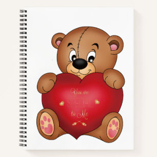 Teddy Bear with Heart Saying Hello Lovely Notebook