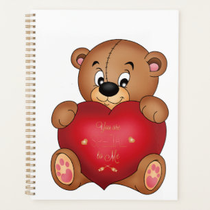 Teddy Bear with Heart Saying Hello Lovely Planner