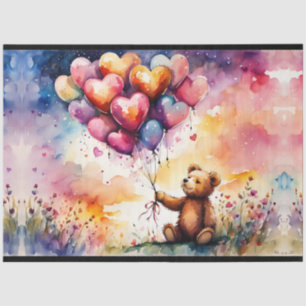 Teddy bear with Heart shaped balloons Tissue Paper