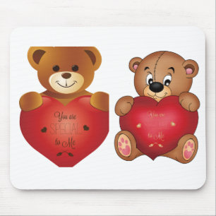 Teddy Bear With Heart -Sweet Teddy Bear with Heart Mouse Mat