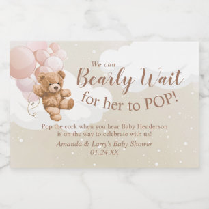 Teddy Bear with Pink Balloons Mini Sparkling Wine  Sparkling Wine Label
