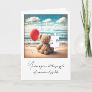 Teddy Bear with Red Balloon Jigsaw Puzzle Card