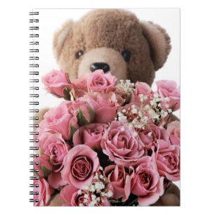 teddy bear with roses notebook