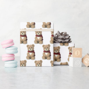 Teddy Bear With Scarf Wrapping Paper