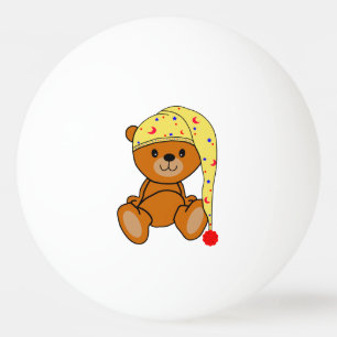 Teddy bear with sleeping cap ping pong ball