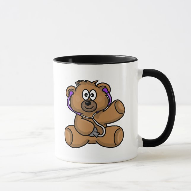 Teddy Bear with Stethoscope Personalise Name Mug (Right)