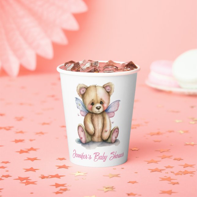 Teddy Bear with Wings Personalised Paper Cups (Insitu)