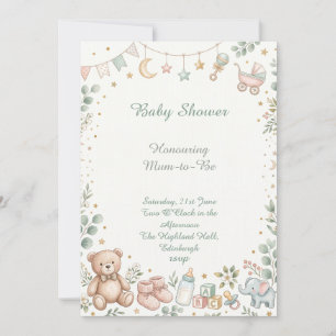 Teddy Bear Woodland Baby Shower Invitation