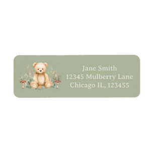 Teddy Bear Woodland Return Address Labels Sage