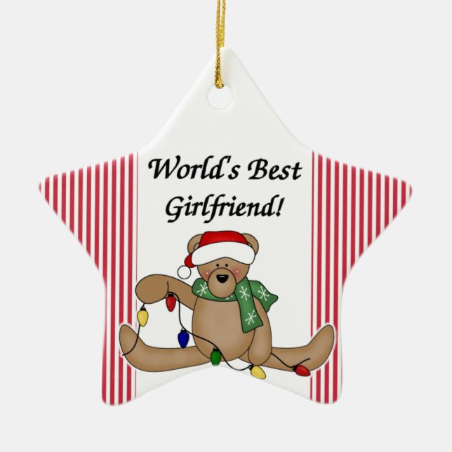 Teddy Bear World's Best Girlfriend Ornament (Front)