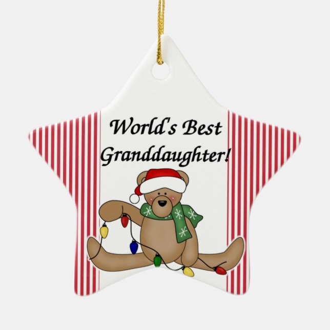 Teddy Bear World's Best Granddauther Ornament (Front)
