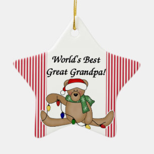 Teddy Bear World's Best Great Grandpa Ornament