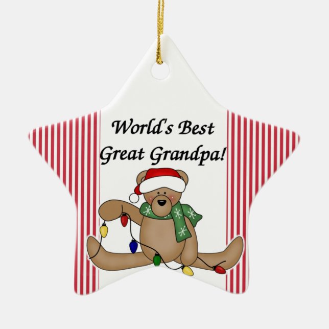 Teddy Bear World's Best Great Grandpa Ornament (Front)