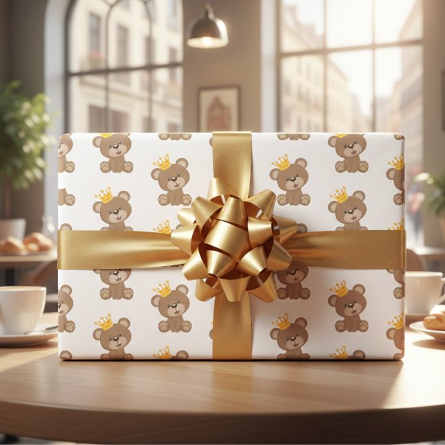 Teddy Bear Wrapping Paper Sheets (Cute King Teddy Bear Wrapping Paper Sheets)